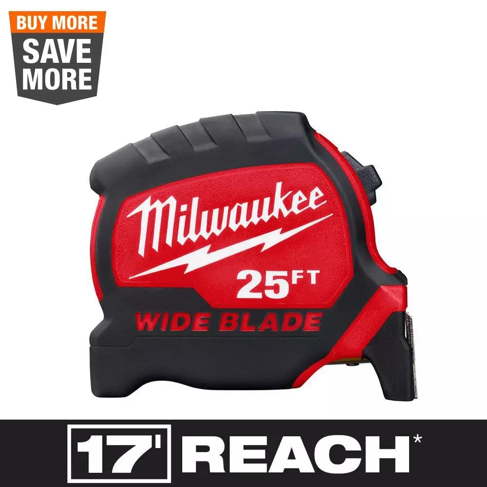 Milwaukee 25 ft. Wide Blade Tape Measure with 17 ft. Reach