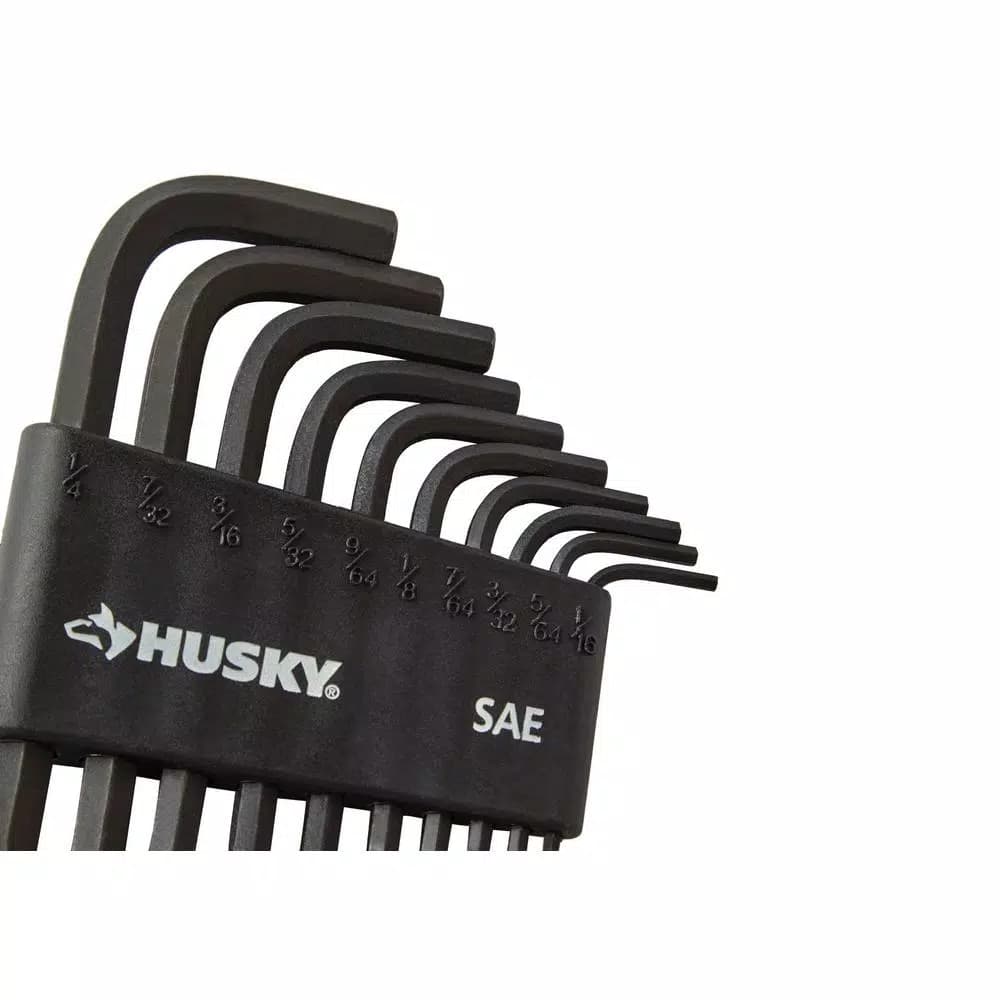 Husky 10-Piece SAE Short Arm Hex Key Set with Color-Coded Caddy
