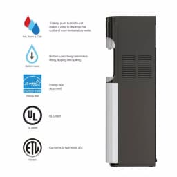 Brio Essential Series Bottom Loading Water Dispenser, Tri-Temp Hot/Cold/Room Temp, Black & Stainless Steel thumbnail 6