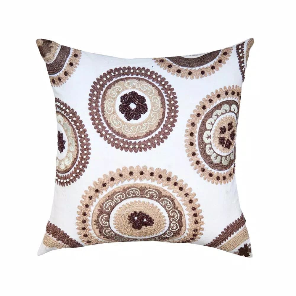 Unbranded Maryam Brown and White Geometric Cotton Throw Pillow, 20 x 20 in.