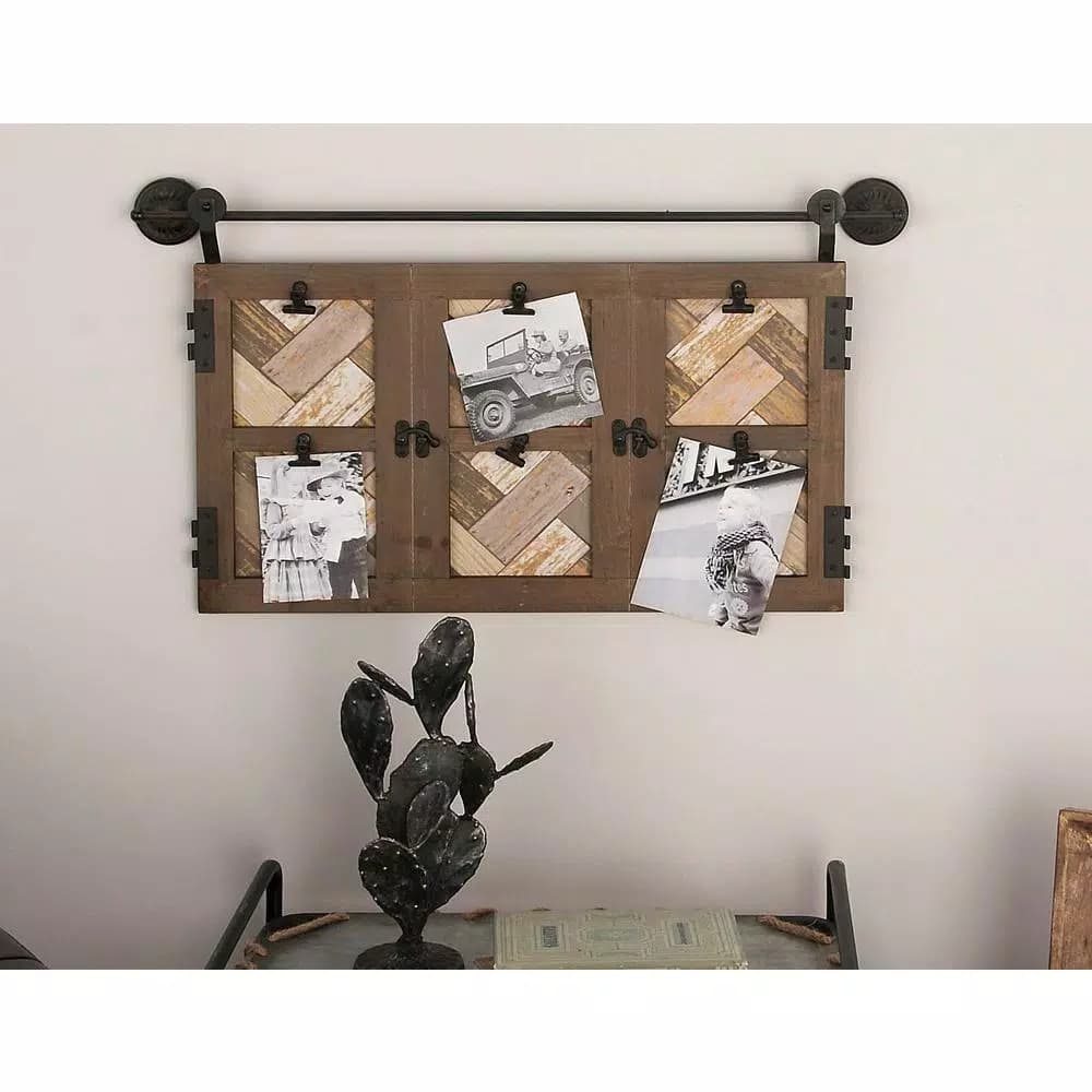 LITTON LANE 6-Opening Matte Brown and Metallic Black Picture Frame, 29 x 17 in.