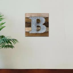 Crystal Art Gallery Rustic Metal and Wood Initial Letter B - Galvanized Industrial Wall Decor thumbnail 1