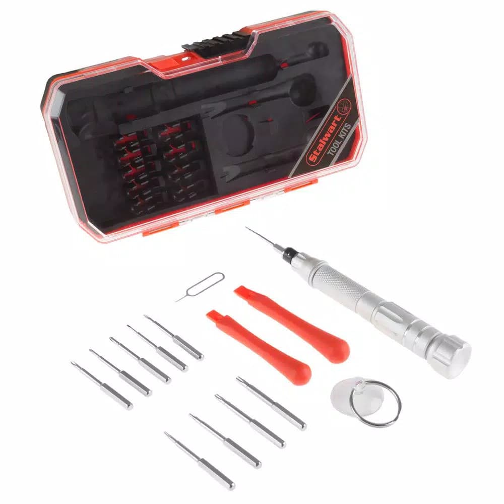 Stalwart 15-Piece Repair Tech Tool Kit with Precision Screwdrivers and Carrying Case
