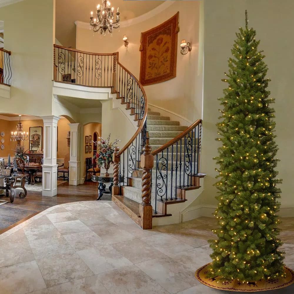 National Tree Company 9 ft. North Valley Spruce Pencil Slim Artificial Christmas Tree with 550 Clear Lights