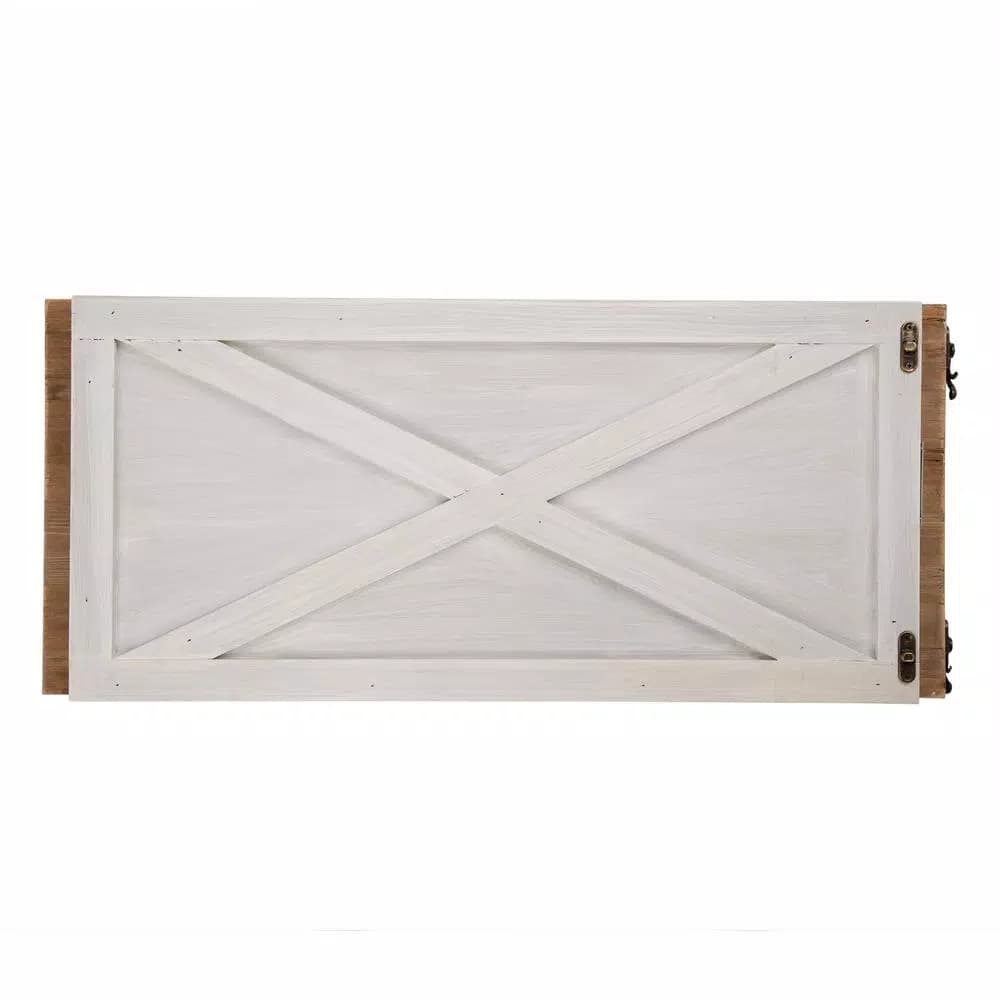 Unbranded 26 in. Washed White Wooden Tree Collar - Handcrafted Solid Wood Tree Box