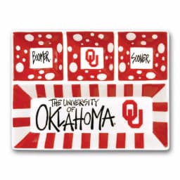 Magnolia Lane Oklahoma NCAA Officially Licensed 4-Section Ceramic Tailgating Serving Platter thumbnail 1