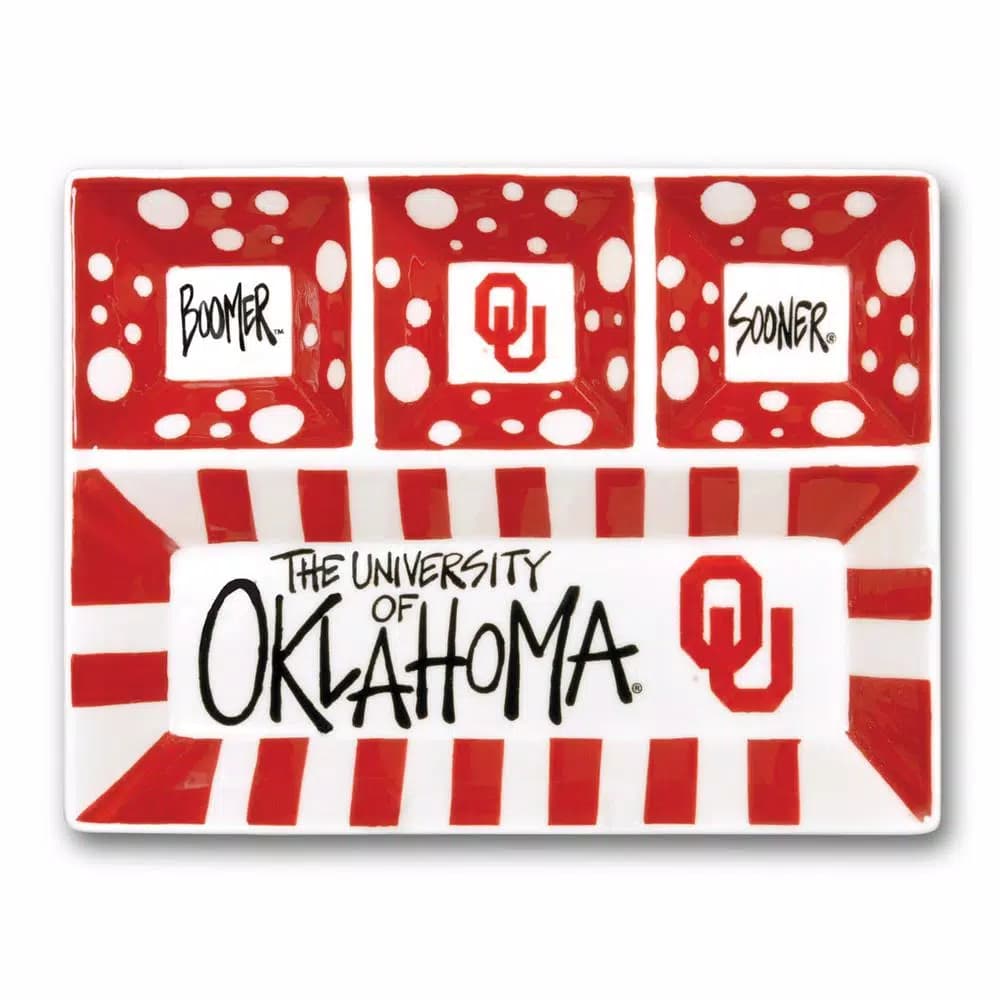 Magnolia Lane Oklahoma NCAA Officially Licensed 4-Section Ceramic Tailgating Serving Platter