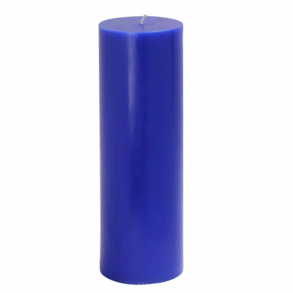 Zest Candle Blue Pillar Candles, 3 in. x 9 in. Bulk Case of 12