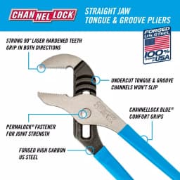 Channellock 10 in. Tongue and Groove Pliers with Blue Comfort Grips thumbnail 6