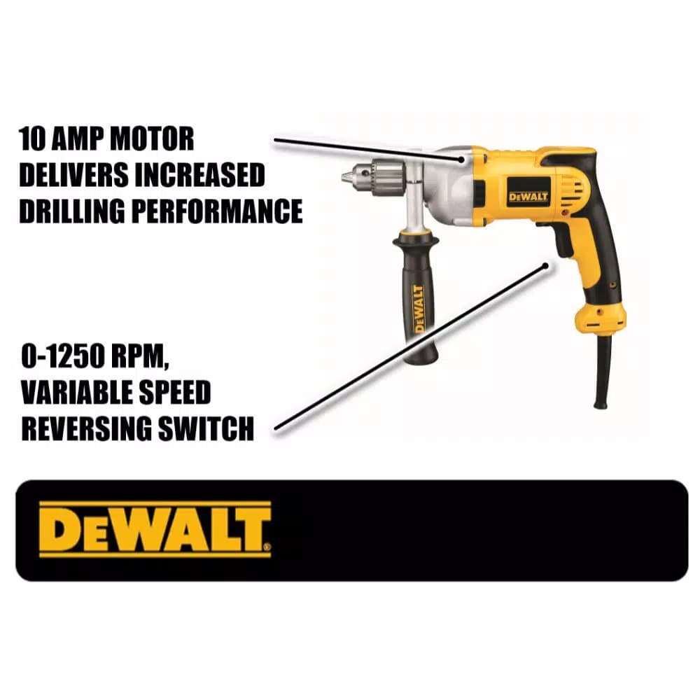 DEWALT DWD210G 1/2 in. 10 Amp Variable Speed Reversing Pistol Grip Corded Drill