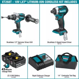 Makita 18V LXT Brushless Cordless 2-Piece Combo Kit (Hammer Drill & Impact Driver) with 5.0Ah Battery & Charger thumbnail 2