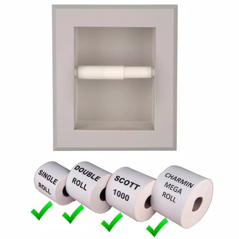 Unbranded Newton Recessed Toilet Paper Holder with Bevel Frame, Solid Pine, Gray