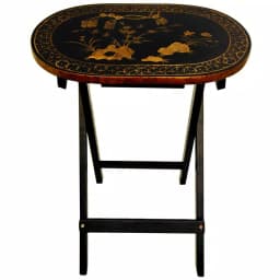 Oriental Furniture 4-Pack Rosewood Folding TV Trays with Antique Gold Bamboo & Butterfly Motif thumbnail 3