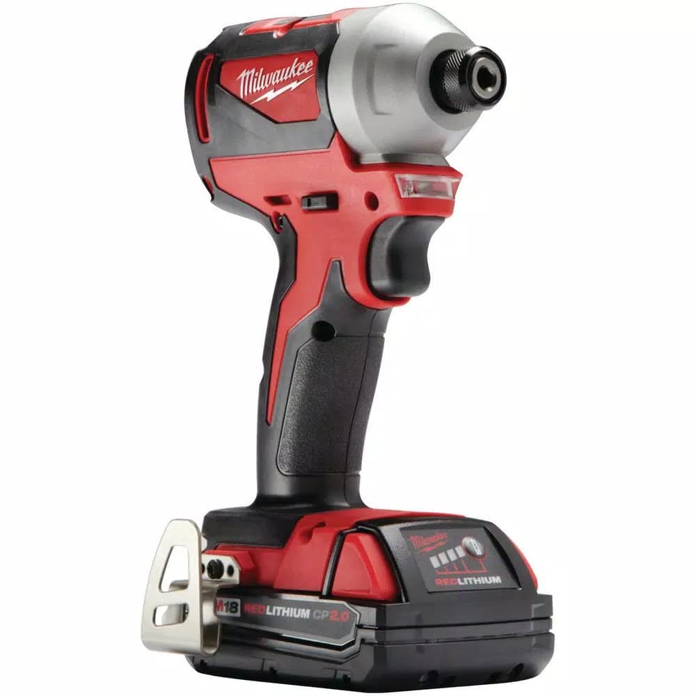 Milwaukee M18 18V Compact Brushless 1/4 in. Hex Impact Driver Kit with 2.0 Ah Battery, Charger & Tool Bag
