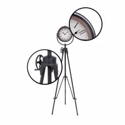 LITTON LANE 57 in. Industrial Tripod Floor Clock with Camera-Style Base thumbnail 3