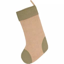 VHC Brands 20 in. Red Plaid and Jute Burlap Primitive Christmas Pocket Stocking thumbnail 2