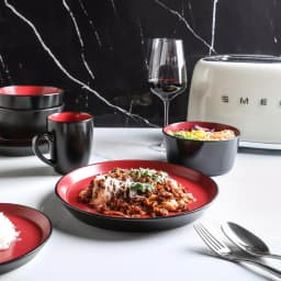 STONE LAIN 16-Piece Red and Black Stoneware Dinnerware Set, Service for 4 thumbnail 6
