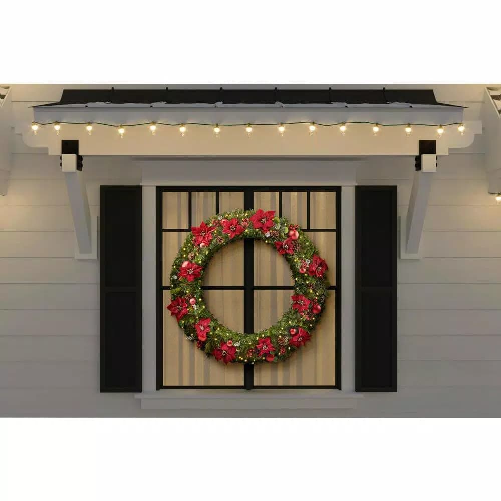 Home Accents Holiday Home Accent Holidays 48 in. Berry Bliss Pre-Lit LED Artificial Christmas Wreath