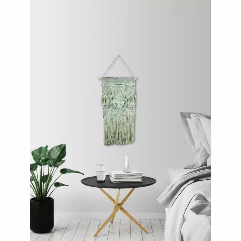 Unbranded Marmont Hill Green Heart Macrame Wall Tapestry - Hand Woven Cotton Wall Hanging