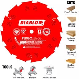 Diablo 10 in. x 12-Tooth Polycrystalline Diamond (PCD) Tipped Ultimate Flooring Saw Blade thumbnail 5