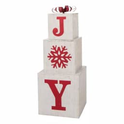 Glitzhome 31.89 in. Wooden Block Wording Porch Sign - JOY Festive Holiday Decor thumbnail 1