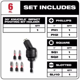 Milwaukee SHOCKWAVE Impact Duty 30° Knuckle Pivoting Bit Holder Set, 6-Piece thumbnail 2