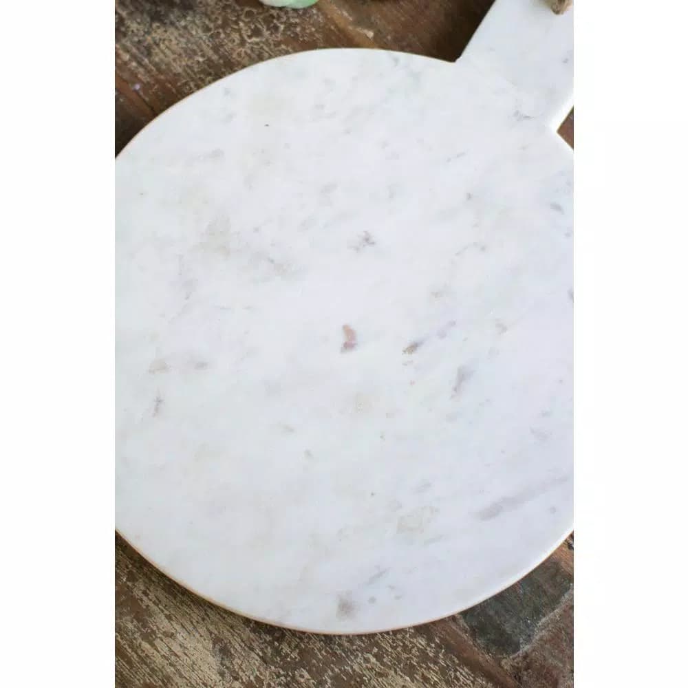Unbranded White Marble Round Cutting Board with Jute Hanger, 12 in. Diameter