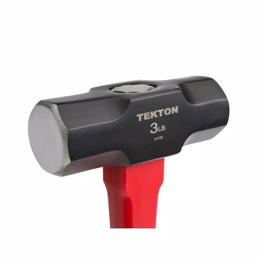 TEKTON 3 lb. Sledge Hammer with 15.375 in. Fiberglass Handle