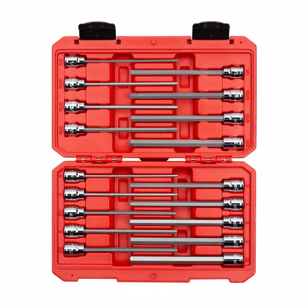 TEKTON 18-Piece 3/8 in. Drive Long Hex Bit Socket Set, 1/8 in. to 3/8 in. and 3 mm to 10 mm