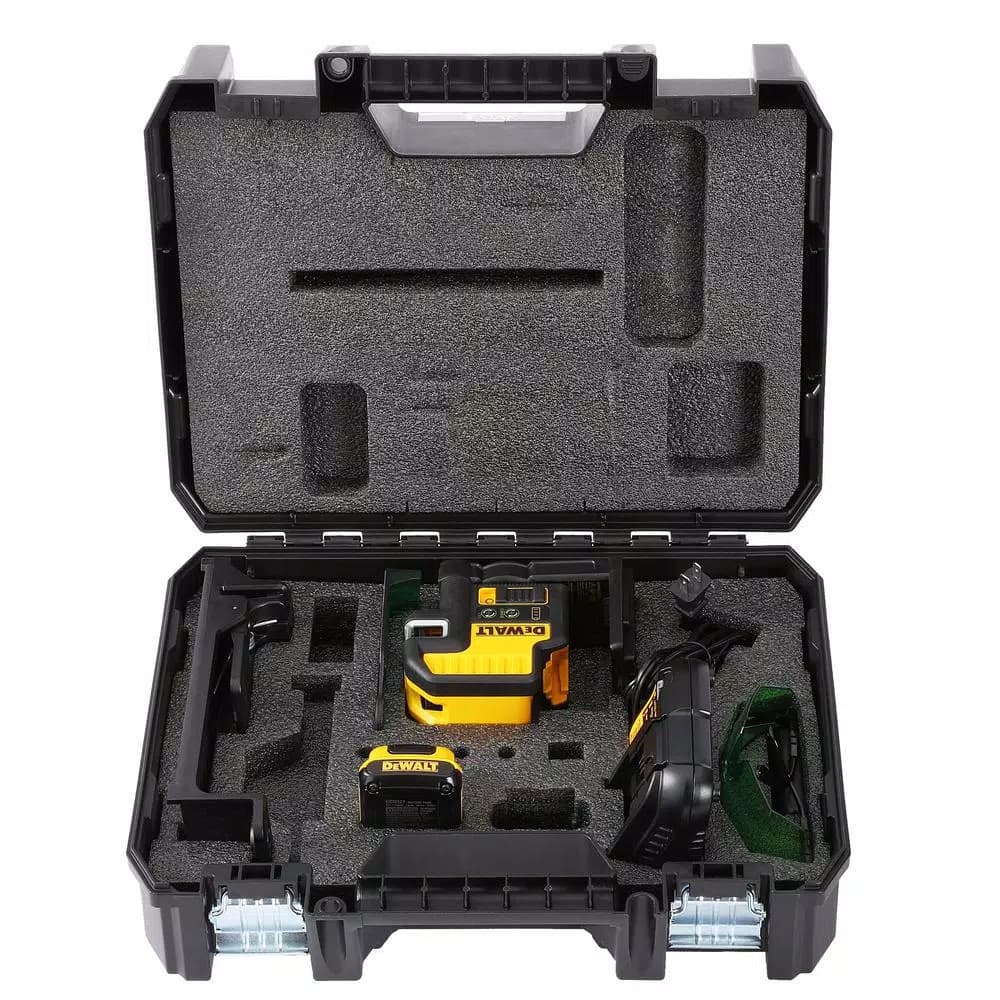 DEWALT 12V MAX Green Self-Leveling 2-Spot & Cross Line Laser Level Kit with 2Ah Battery & TSTAK Case