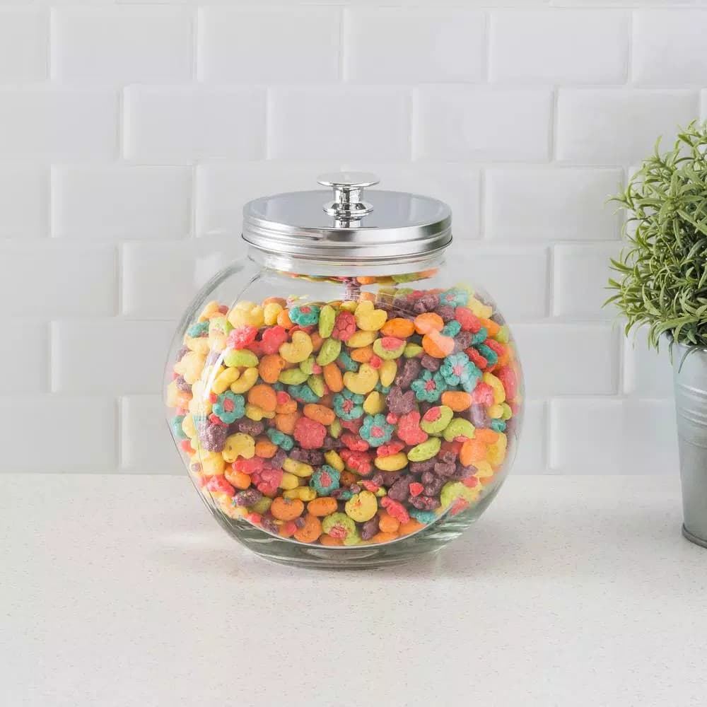 Unbranded 91 oz. Large Clear Glass Candy Jar with Stainless Steel Lid