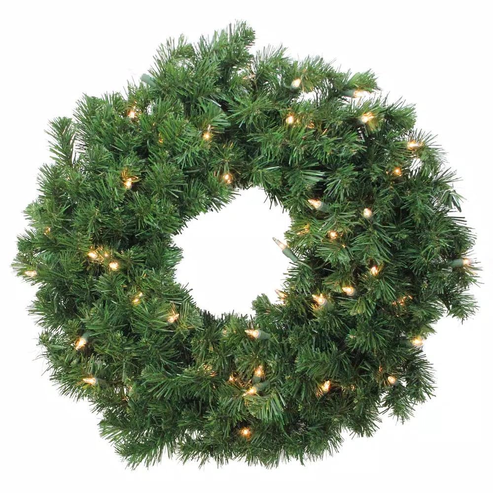 Northlight 24 in. Pre-Lit Deluxe Windsor Pine Artificial Christmas Wreath with 50 Warm White Mini Lights