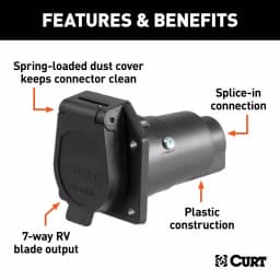 CURT 7-Way Round RV Blade Connector Socket, Vehicle Side thumbnail 4