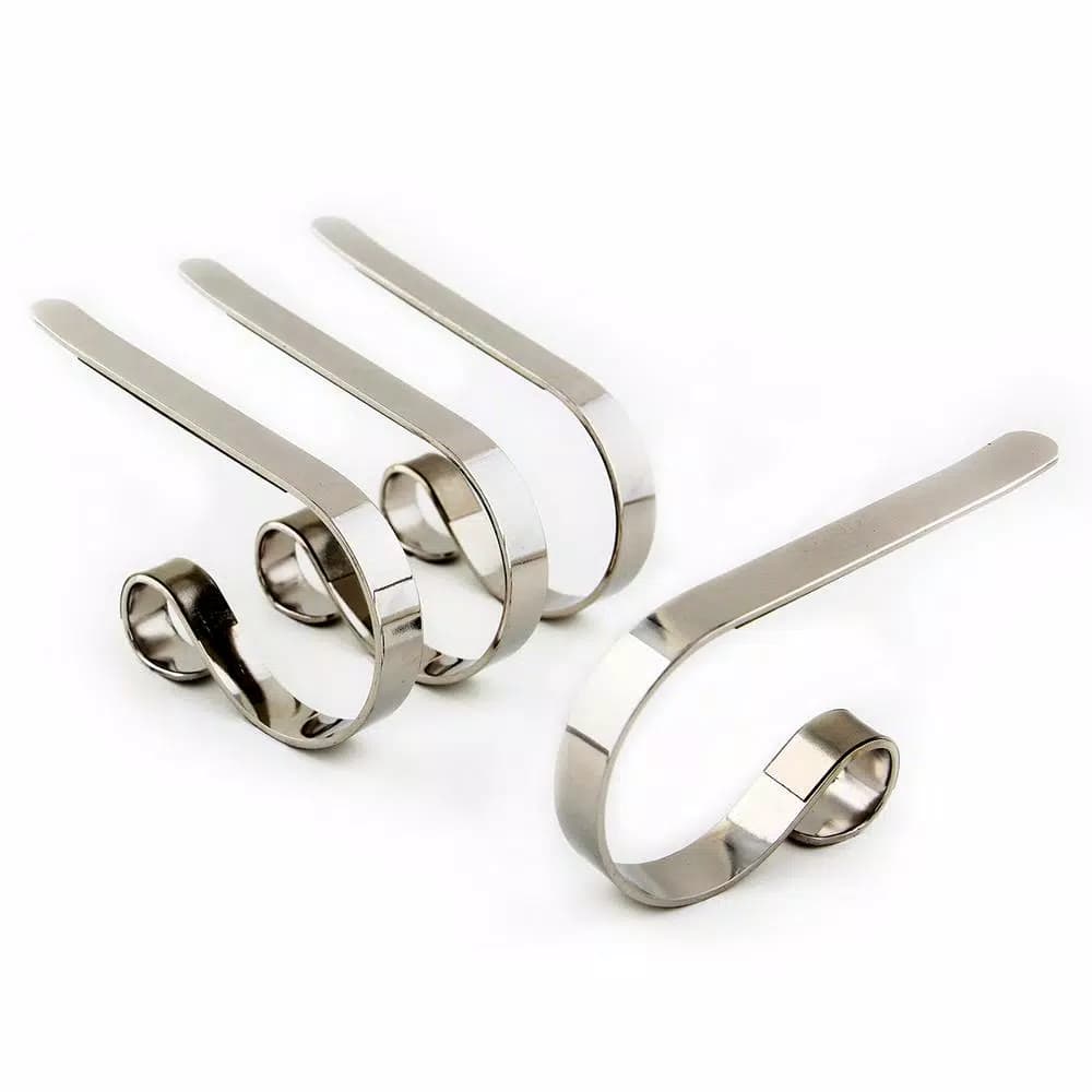 Original MantleClip MantleClip Silver Stocking Holder Set, 4-Pack - Lightweight Metal Mantel Clips for Holiday Decor