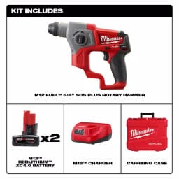 Milwaukee M12 FUEL 12V SDS-Plus Brushless Cordless Rotary Hammer Kit with (2) 4.0 Ah Batteries & Case thumbnail 2