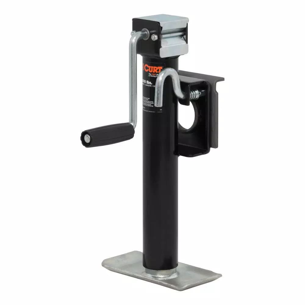 CURT Bracket-Mount Swivel Trailer Jack with Side Handle, 2,000 lbs. Capacity, 10 in. Travel