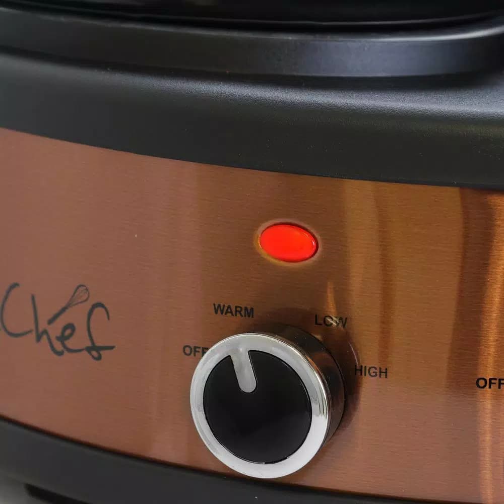 MegaChef Triple 4.5 Qt. Copper Slow Cooker and Buffet Server with 3 Ceramic Pots
