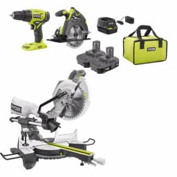 RYOBI 10 in. Sliding Compound Miter Saw, 18V Drill/Driver, and Circular Saw Combo Kit thumbnail 1