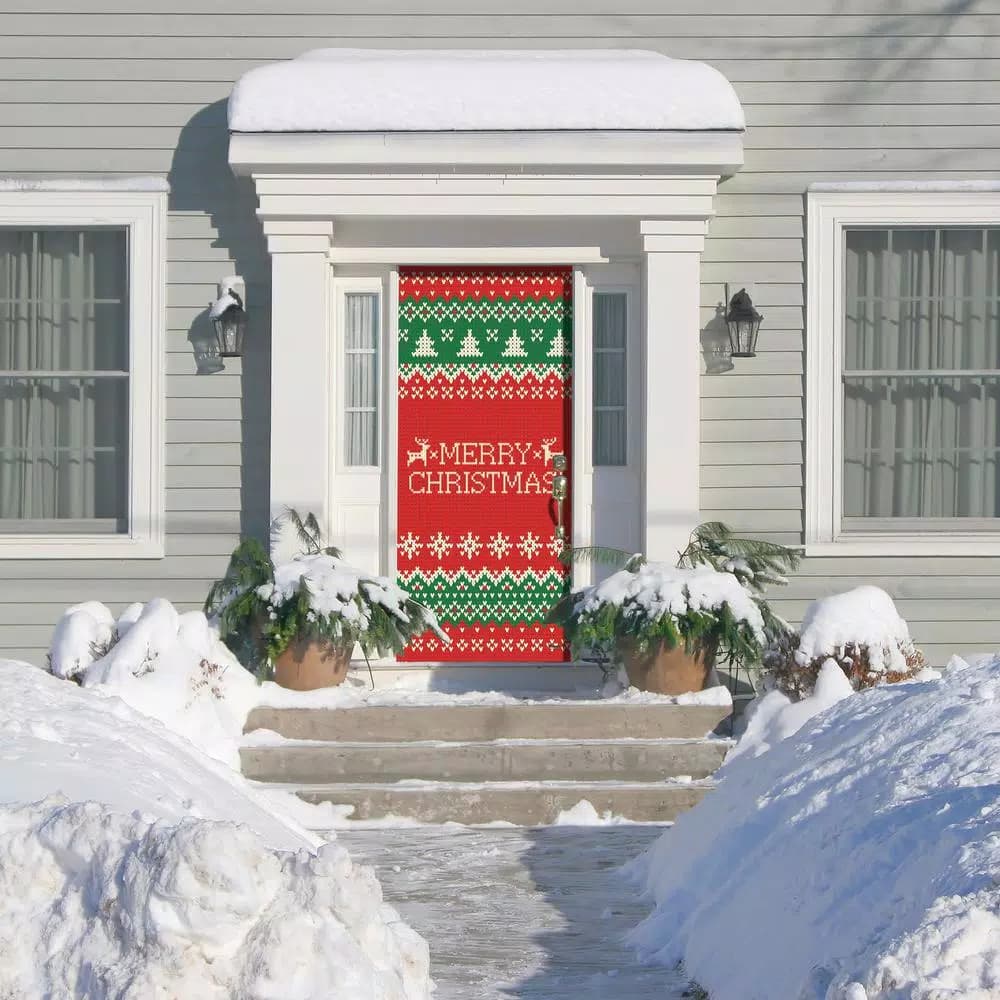 My Door Decor Ugly Christmas Sweater Merry Christmas Front Door Banner Mural, 36 in. x 80 in.