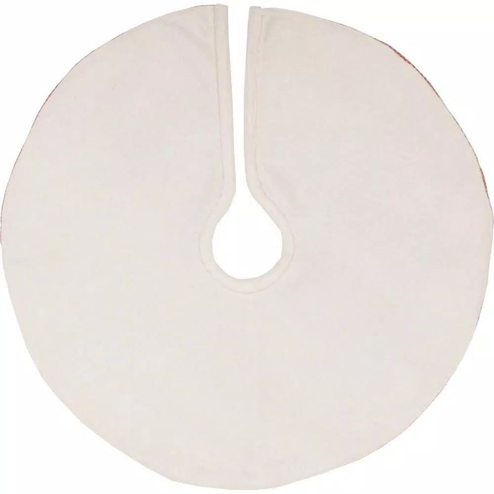 VHC Brands 21 in. Let It Snow Apple Red & Almond Farmhouse Christmas Mini Tree Skirt