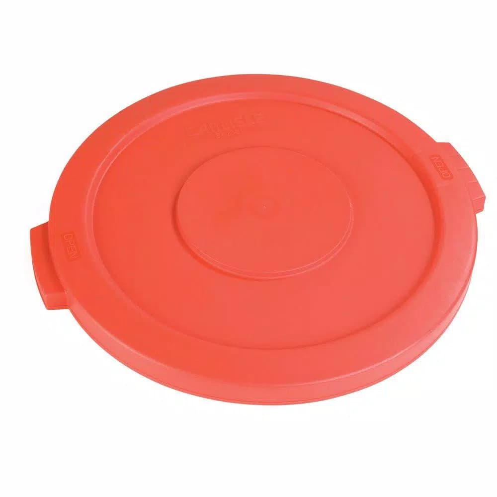 Carlisle Bronco 20 Gallon Round Orange Trash Can Lid, Heavy Duty (6-Pack)