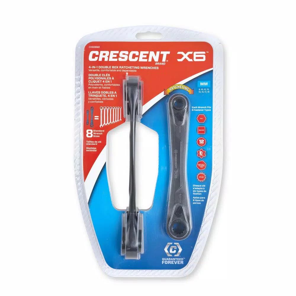 Crescent X6 4-in-1 Metric Ratcheting Wrench Set, 2-Piece