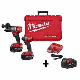 Milwaukee M18 FUEL 18V Brushless Hammer Drill and Impact Driver 2-Tool Combo Kit with 5.0Ah Battery thumbnail 1