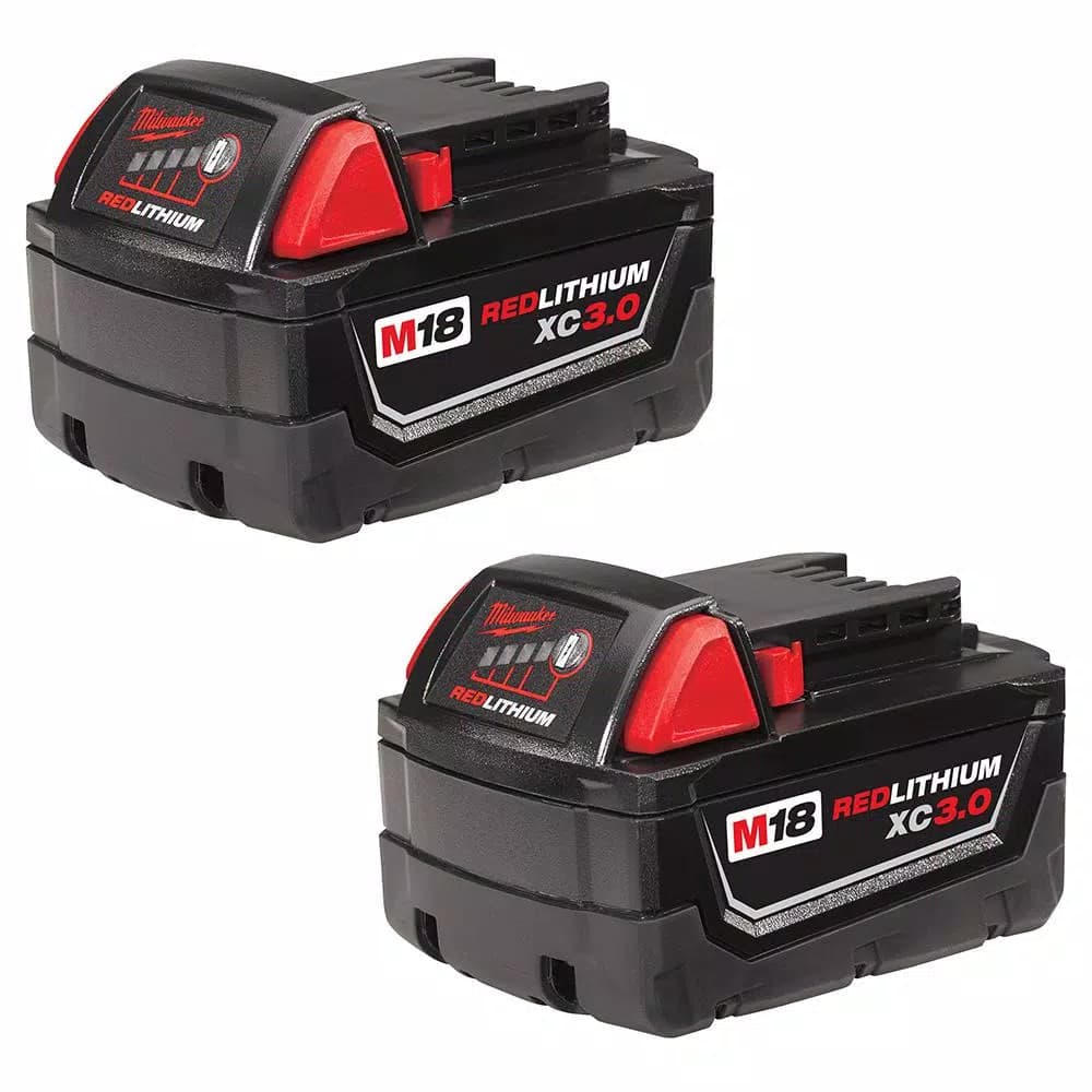 Milwaukee M18 REDLITHIUM XC 3.0 Ah 18V Lithium-Ion Battery Pack (2-Pack)