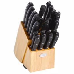 Oster Evansville 22-Piece Stainless Steel Knife Set with 360° Swivel Wood Storage Block thumbnail 1