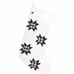 VHC Brands Emmie Farmhouse Christmas Decor 20 in. Black and White Check Cotton Patch Stocking thumbnail 1