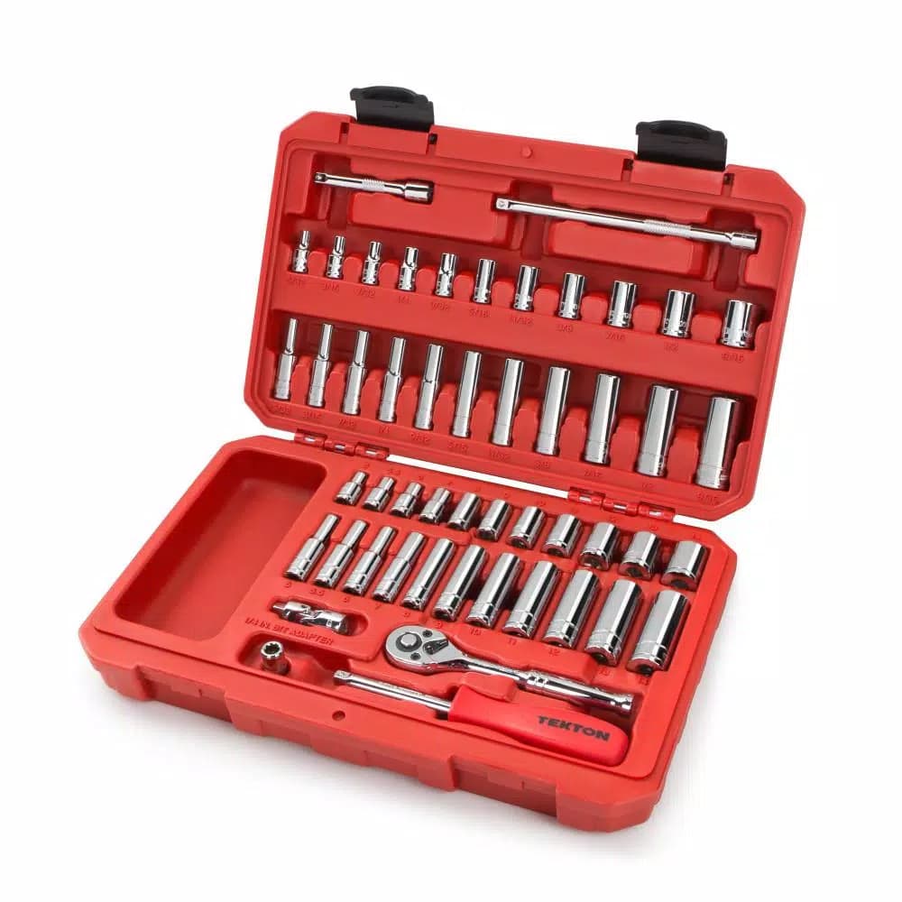 TEKTON 51-Piece 1/4 in. Drive Socket Set, SAE and Metric, Shallow and Deep Lengths