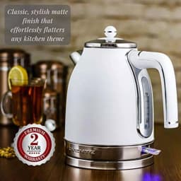 Ovente KS777 1.7L Electric Kettle, 1500W Stainless Steel Water Boiler with Auto Shut-Off and Removable Filter, White thumbnail 7