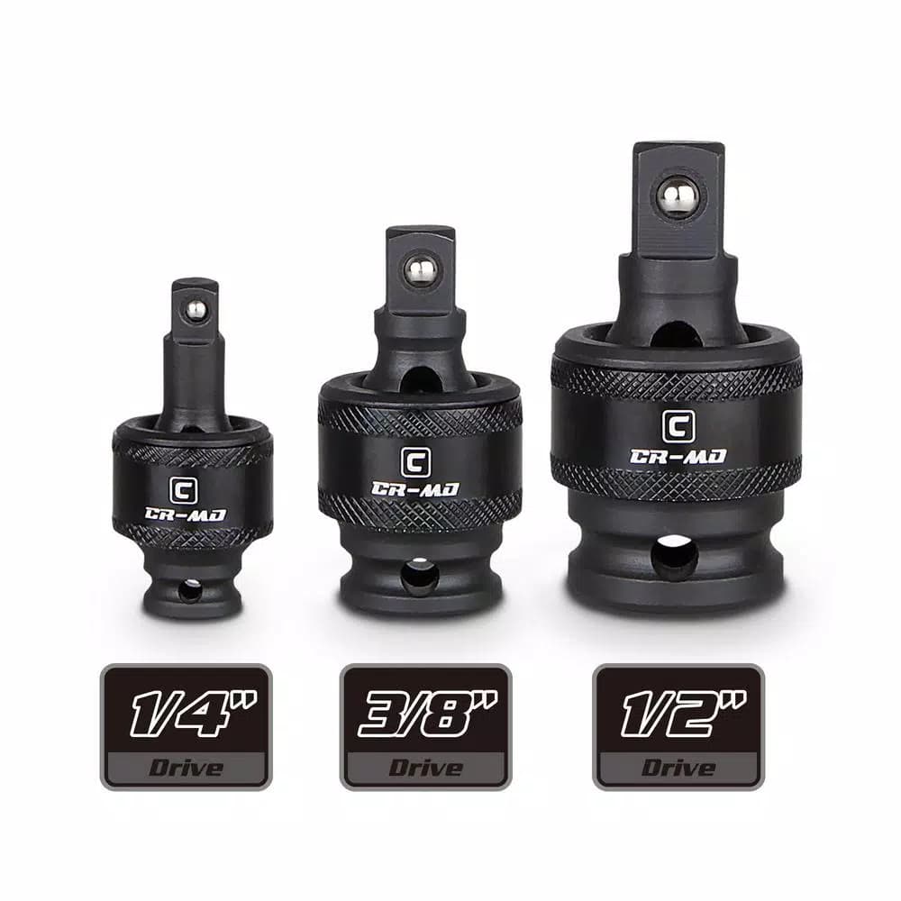 Capri Tools 3-Piece Impact Universal Joint Set, 1/4 in, 3/8 in, 1/2 in Drive