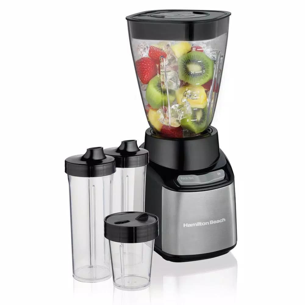 Hamilton Beach Stay or Go 2-Speed Personal Blender, 32 oz. Jar and Travel Cups, Black